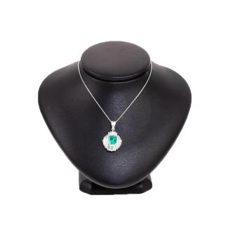 1.46ct Emerald and Diamond Pendant