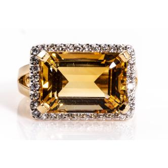 Citrine and Diamond Ring