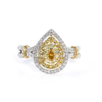 Yellow and White Diamond Ring