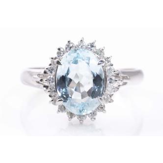 1.82ct Aquamarine and Diamond Ring