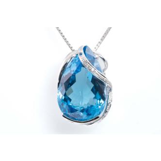 37.71ct Blue Topaz and Diamond Pendant