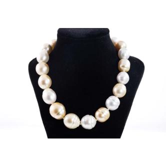 16.5mm Golden & White South Sea Pearl Necklace