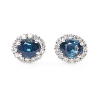 3.35ct Blue Sapphire and Diamond Earrings
