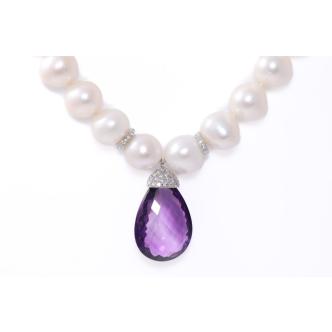 Pearl, Amethyst and Diamond Necklace