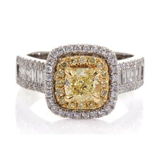 1.00ct Light Yellow Diamond Ring GIA