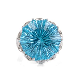 22.91ct Blue Topaz and Diamond Ring