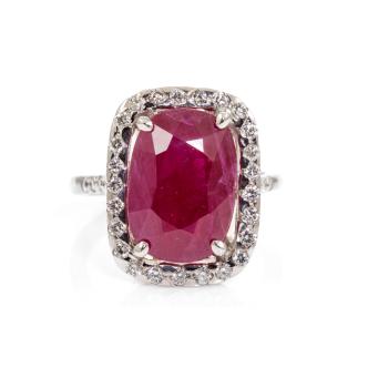 6.93ct Unheated Ruby & Diamond Ring