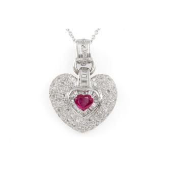 Burmese Ruby and Diamond Pendant GIA