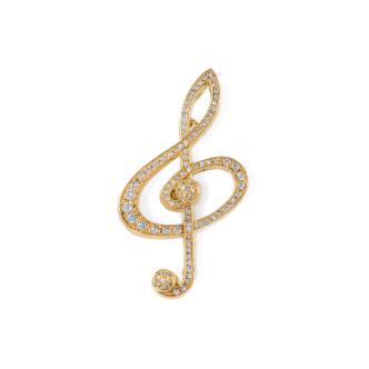 1.36ct Treble Clef Diamond Brooch