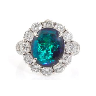 3.54ct Black Opal and Diamond Ring