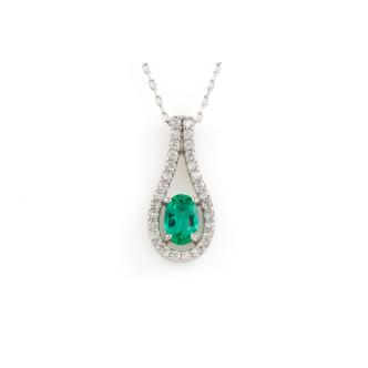 0.39ct Emerald and Diamond Pendant
