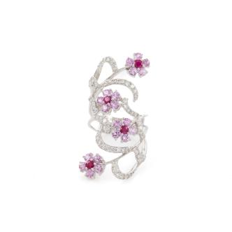 Sapphire, Ruby & Diamond Flower Ring