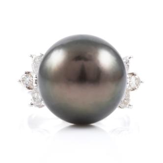 14.1mm Tahitian Pearl & Diamond Ring