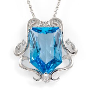 22.29ct Blue Topaz and Diamond Pendant