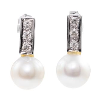 South Sea Pearl and Diamond Earrings