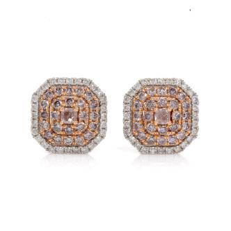 1.31ct Pink & White Diamond Earrings