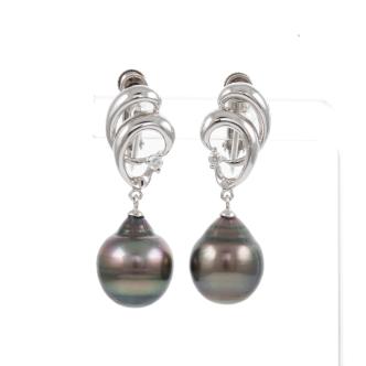 Tahitian Pearl and Diamond Earrings