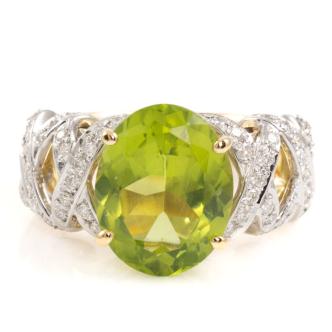 4.89ct Peridot and Diamond Ring