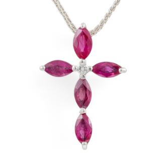 1.23ct Ruby and Diamond Cross Pendant