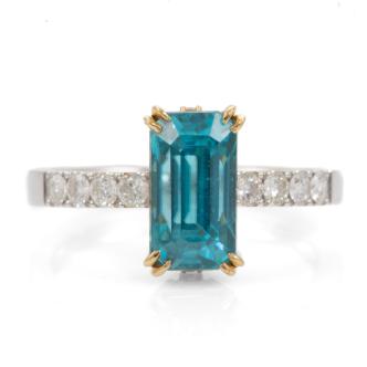 4.69ct Blue Zircon and Diamond Ring