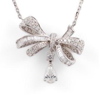 0.92ct Diamond Bow Design Pendant