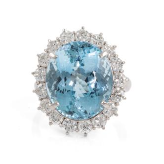 13.53ct Aquamarine and Diamond Ring