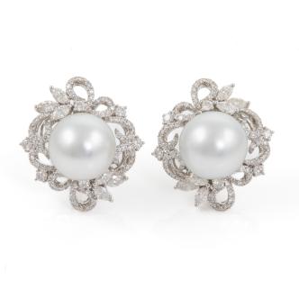 South Sea Pearl & Diamond Earrings