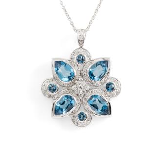 4.31ct Blue Topaz & Diamond Pendant