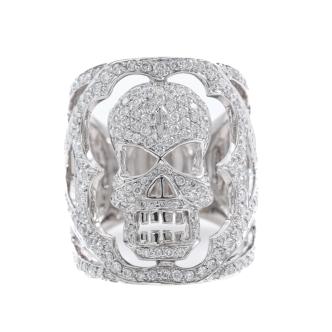 1.80ct Diamond Skull Gold Ring 13.6g