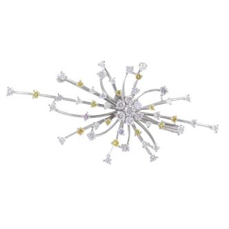 Pink, Yellow & White Diamond Brooch 1.91ct