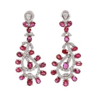 7.65ct Ruby and Diamond Earrings