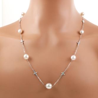 11.5-9.1mm South Sea Pearl & Diamond Necklace