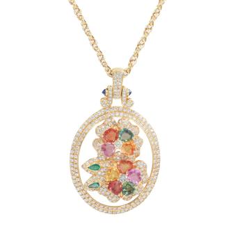 Sapphire, Emerald & Diamond Pendant