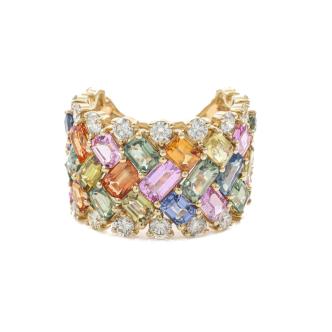 11.02ct Multi Colour Sapphire & Diamond Ring