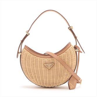 Prada Wicker and Leather Arque Bag