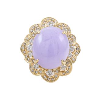 18.34ct Lavender Jade & Diamond Ring