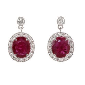 3.03ct Burmese Ruby and Diamond Earrings