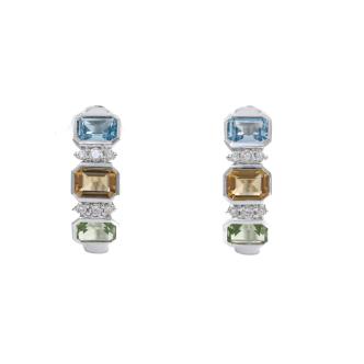 Topaz, Citrine, Peridot and Diamond Earrings