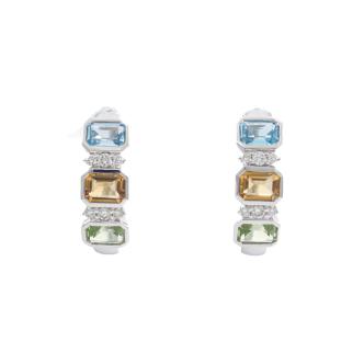 Topaz, Citrine, Peridot and Diamond Earrings