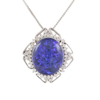 13.28ct Black Opal & Diamond Pennant