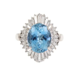3.83ct Aquamarine and Diamond Ring