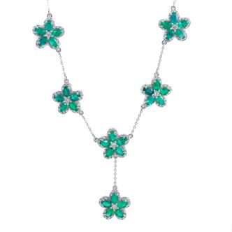 7.08ct Zambian Emerald and Diamond Necklace