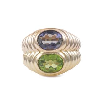 Bvlgari Doppio Peridot and Tanzanite Ring
