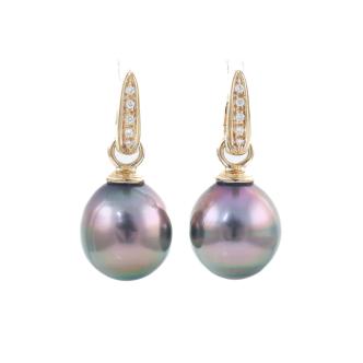 13mm Tahitian Pearl and Diamond Earrings