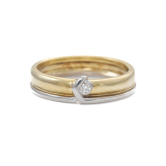 Two-tone Band Ring with a Diamond